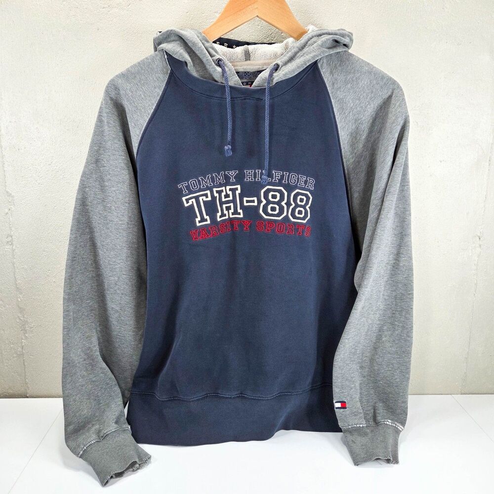 Vintage Y2K Tommy Hilfiger TH 88 Varsity Sports Hoodie Sweatshirt Sz XL